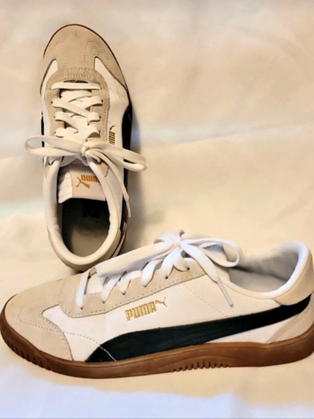 Puma Palermo Leather White & Black Sneakers US 8.5